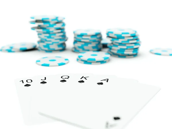 Покерні карти з фішками — стокове фото