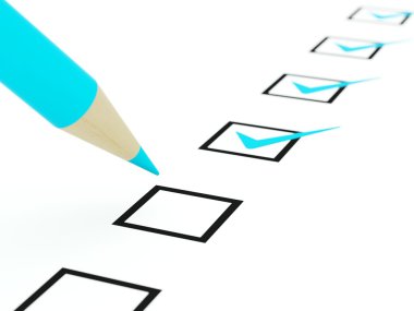 Checklist with blue pencil clipart