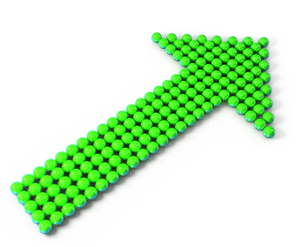 Zelená šipka, složené z koule — Stock fotografie