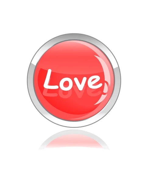 Amor botão ícone brilhante — Vetor de Stock