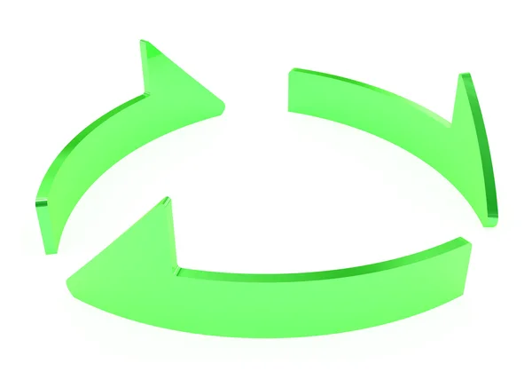 Zielone strzałki zakrzywione w koło — Zdjęcie stockowe