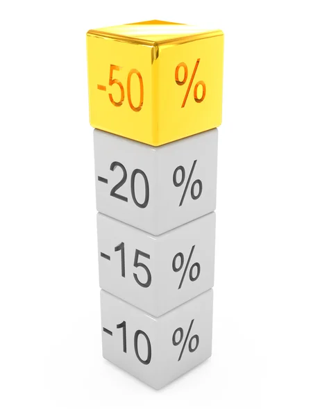 Blocco cubo con segno percentuale — Foto Stock