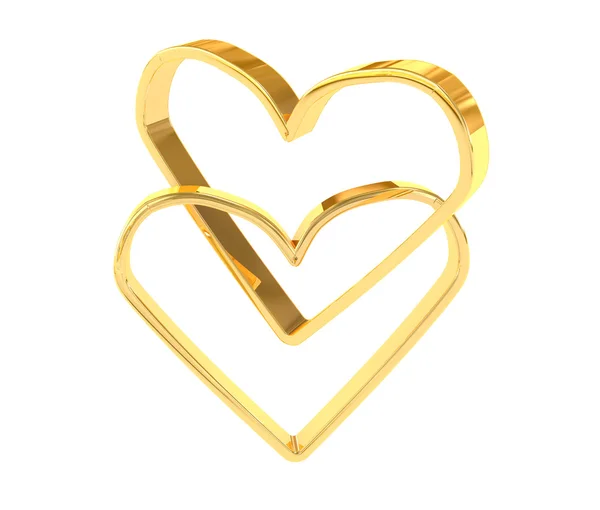 Zwei goldene Herzen — Stockfoto