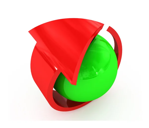 Зеленые и красные изогнутые стрелки по кругу — стоковое фото