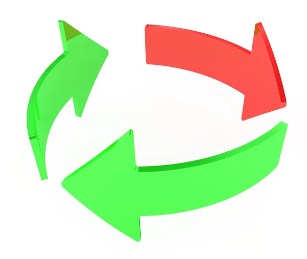 サークルの緑と赤の曲線矢印 — ストック写真