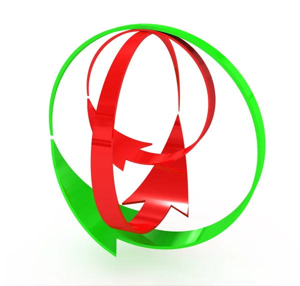 Абстрактные зеленые и красные изогнутые стрелки — стоковое фото