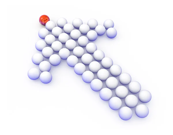 Отдельный трехмерный мяч со стрелкой — стоковое фото
