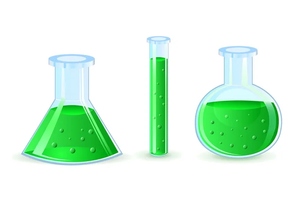 Kolby szklane z zielonej substancji — Wektor stockowy