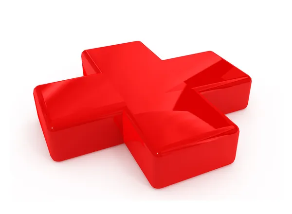 Czerwony pierwszej pomocy Krzyża znak — Zdjęcie stockowe