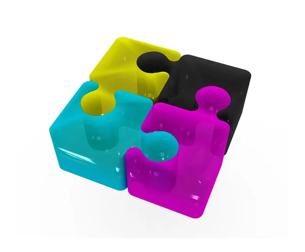 Cmyk puzzle concept — Stockfoto