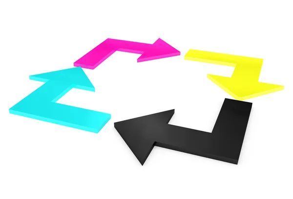 Cmyk curved arrows in square — Stock Photo, Image
