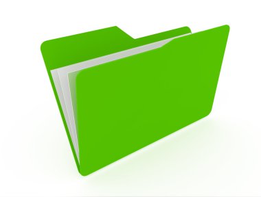 Green open folder with paper clipart