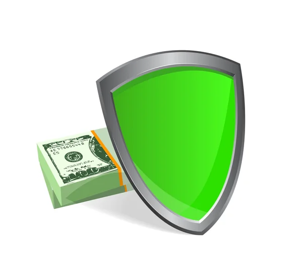 Shield and money - security concept — Stock Vector