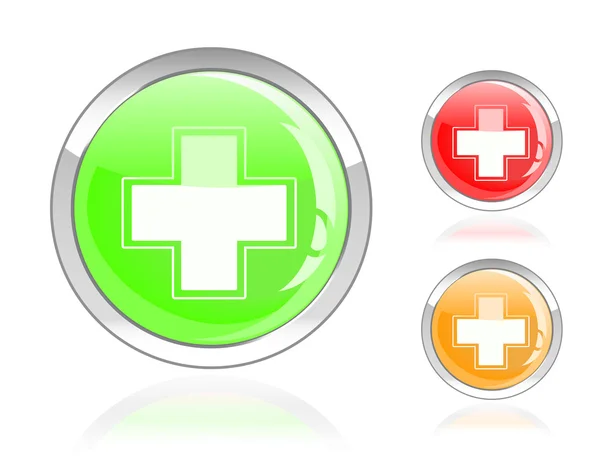 Glossy first aid cross icon — Stock Vector