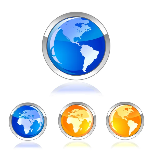 Globe glossy icon button — Stock Vector
