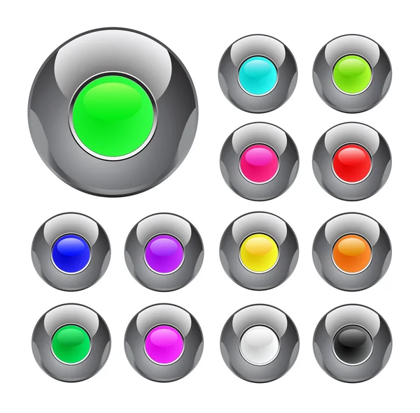 Glossy colorful metal button — Stock Vector