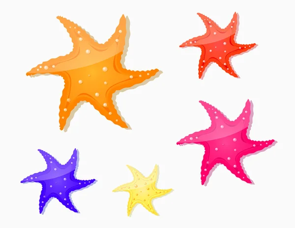 Ensemble d'icônes étoiles de mer colorées — Image vectorielle