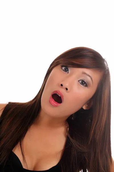 Jovem Asiático Adolescente Mulher Surpreso — Fotografia de Stock