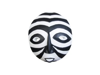 Black and white banded African Mask clipart