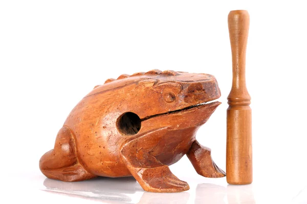 Wooden toad rhythm percusion instrument on white background — Stock Photo, Image