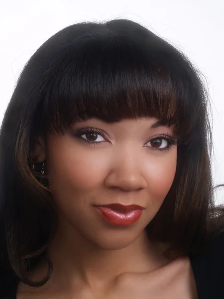Closeup portrait of young black woman pretty — Stock Photo, Image