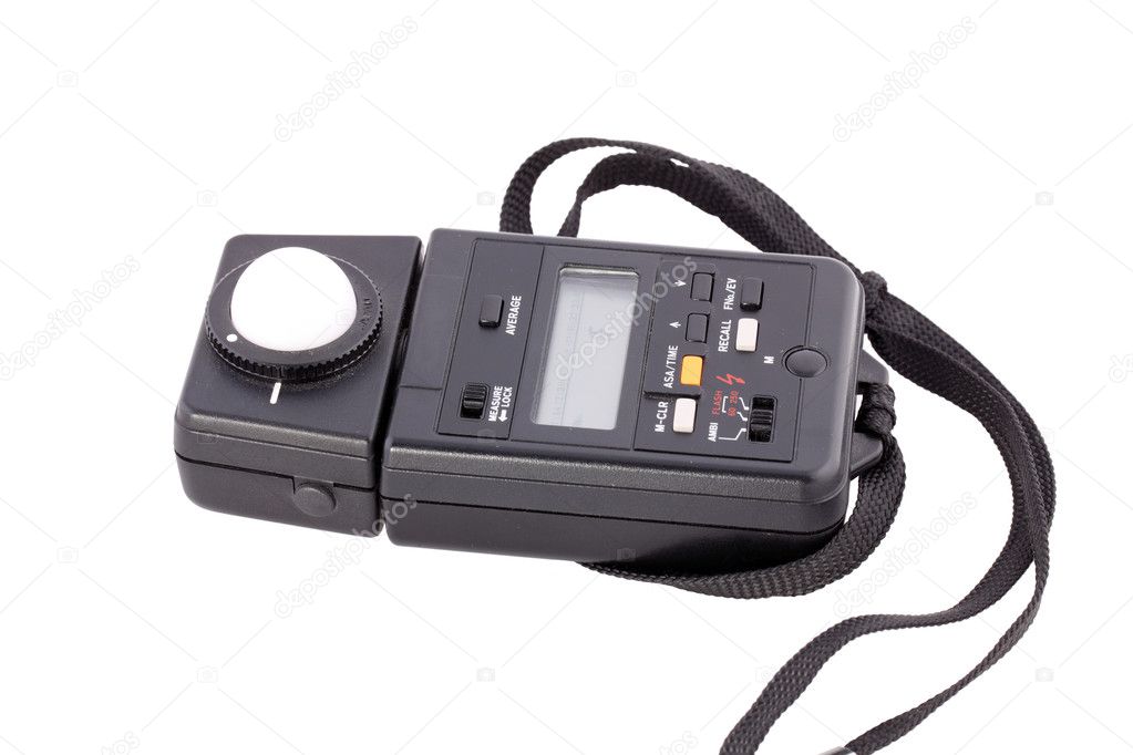Flash light meter for photography on white background