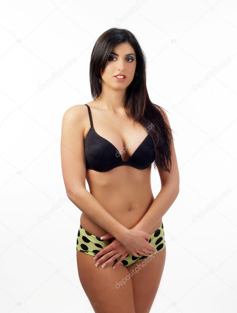 Young middle-eastern woman in bra and panties