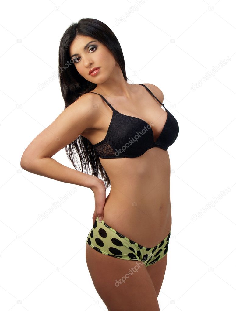 Young middle eastern woman in bra and panties