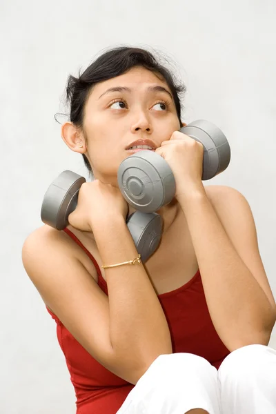 stock image Young woman lazy to workout