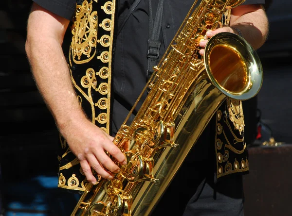 Szaxofon-lejátszó — Stock Fotó