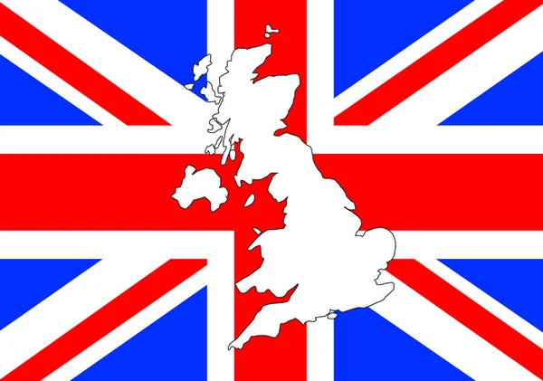UK karta och flagga — Stockfoto