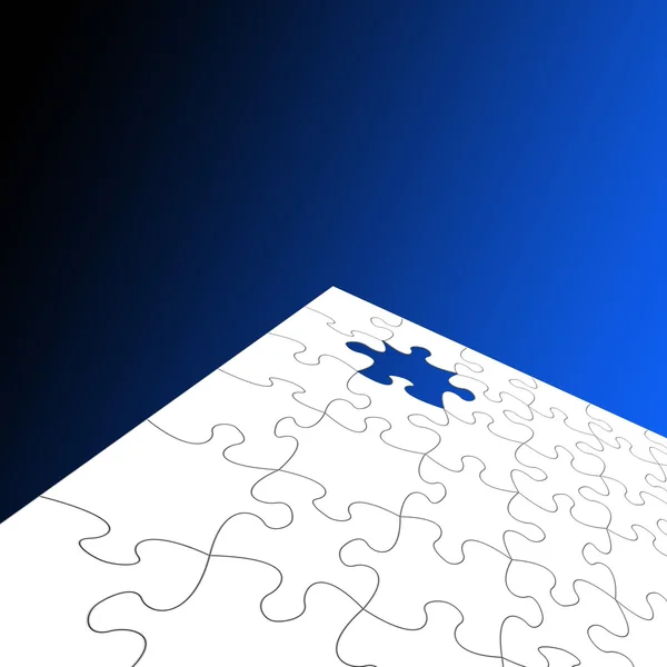 Witte jigsaw over blauw — Stockfoto