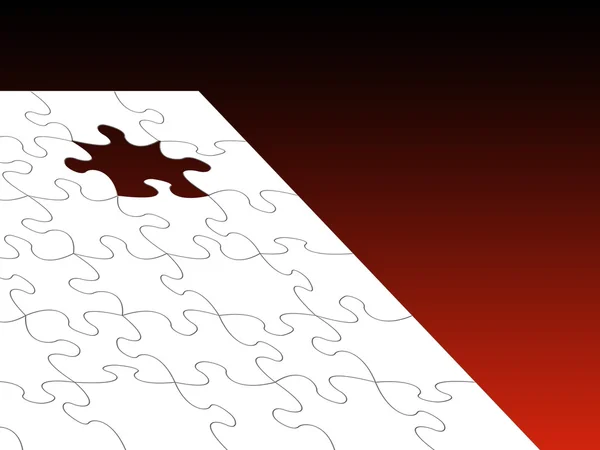 Bílé puzzle přes červený — Stock fotografie