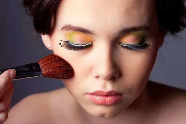 Beautiful Woman with Full Makeup Portrait — Stock Photo, Image