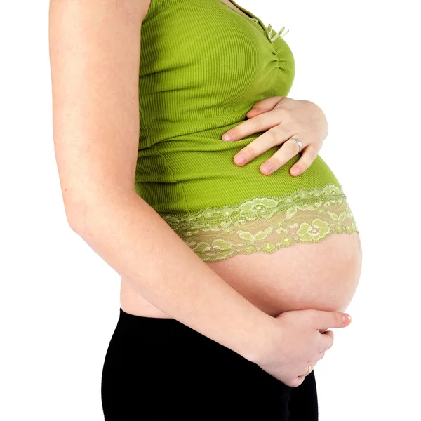Mujer embarazada sosteniendo vientre —  Fotos de Stock