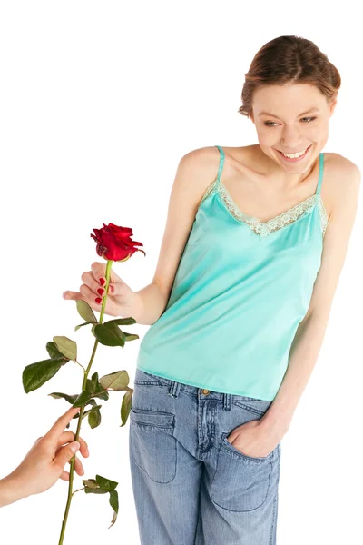 Happy Cheerful Woman on Valentine Day — Stock Photo, Image