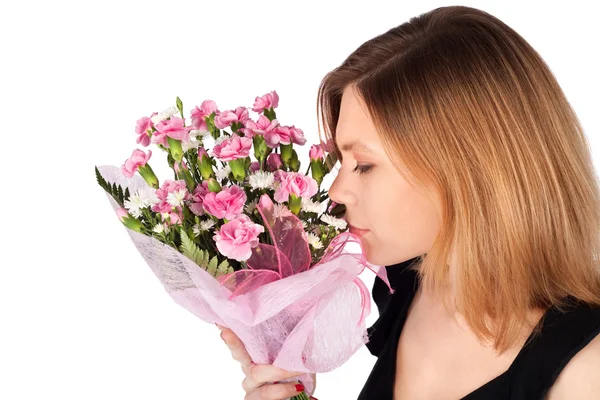 Woman with Flowers Portrait — Stock Photo, Image