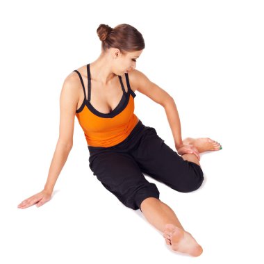 Fit Woman Practicing Yoga Asana clipart