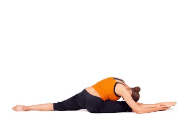 Fit Woman Practicing Yoga Stretching Exercise clipart