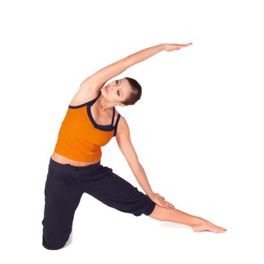 Fit Attractive Woman Practicing Yoga clipart