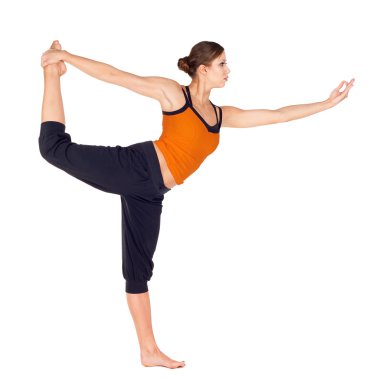 Woman Practicing Dancer Pose Yoga Exercise clipart