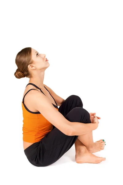 Exercício de alívio do estresse de alongamento no pescoço — Fotografia de Stock