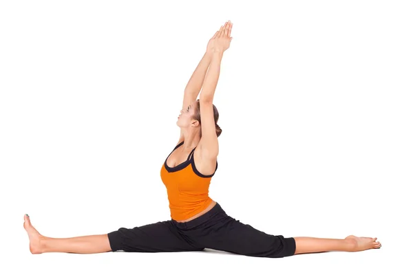 Passen vrouw beoefenen aap god yoga pose — Stockfoto