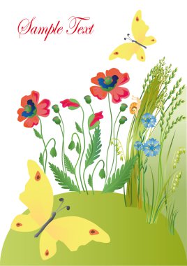 Summer background with butterflies clipart