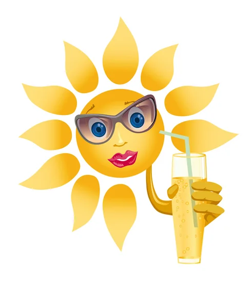 Bliss güneş kadeh içki ile bir olmak — Stok Vektör