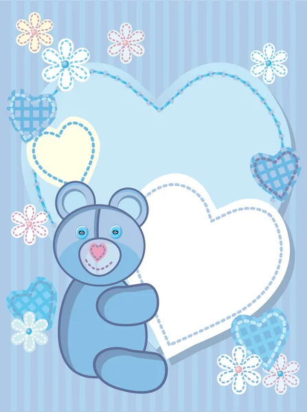Fond pour féliciter un ours et coeur — Image vectorielle