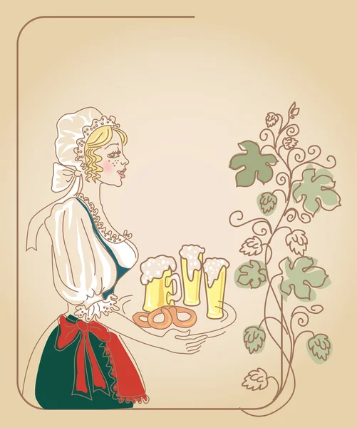 Mujer bavariana con cerveza — Foto de Stock