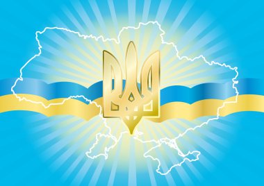 Ukrayna devlet sembolü ile arka plan