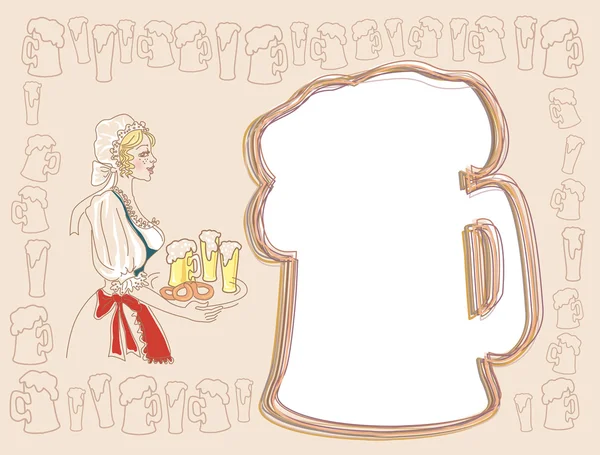 Баварская женщина с пивом — стоковый вектор