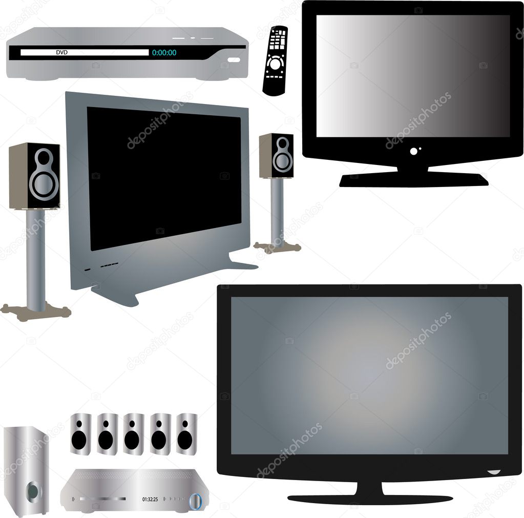 LCD TV, dvd player